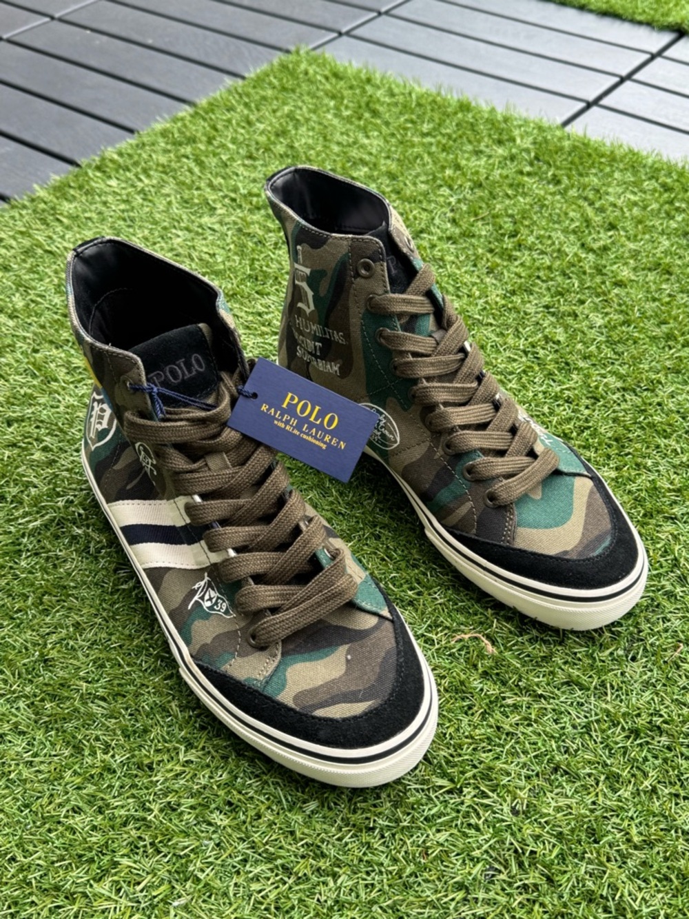 Polo by Ralph Lauren Men's Solomon Camo Green High-Top Sneakers